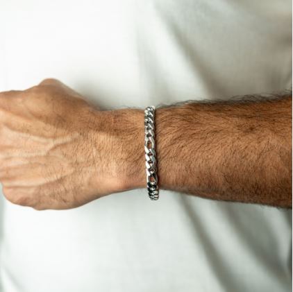 .999 Fine Silver Figaro Bracelet 8mm