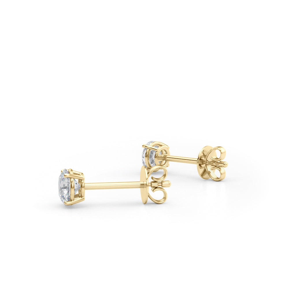 1/2 CTW round lab-grown diamond stud earrings in 14K yellow gold, pair view