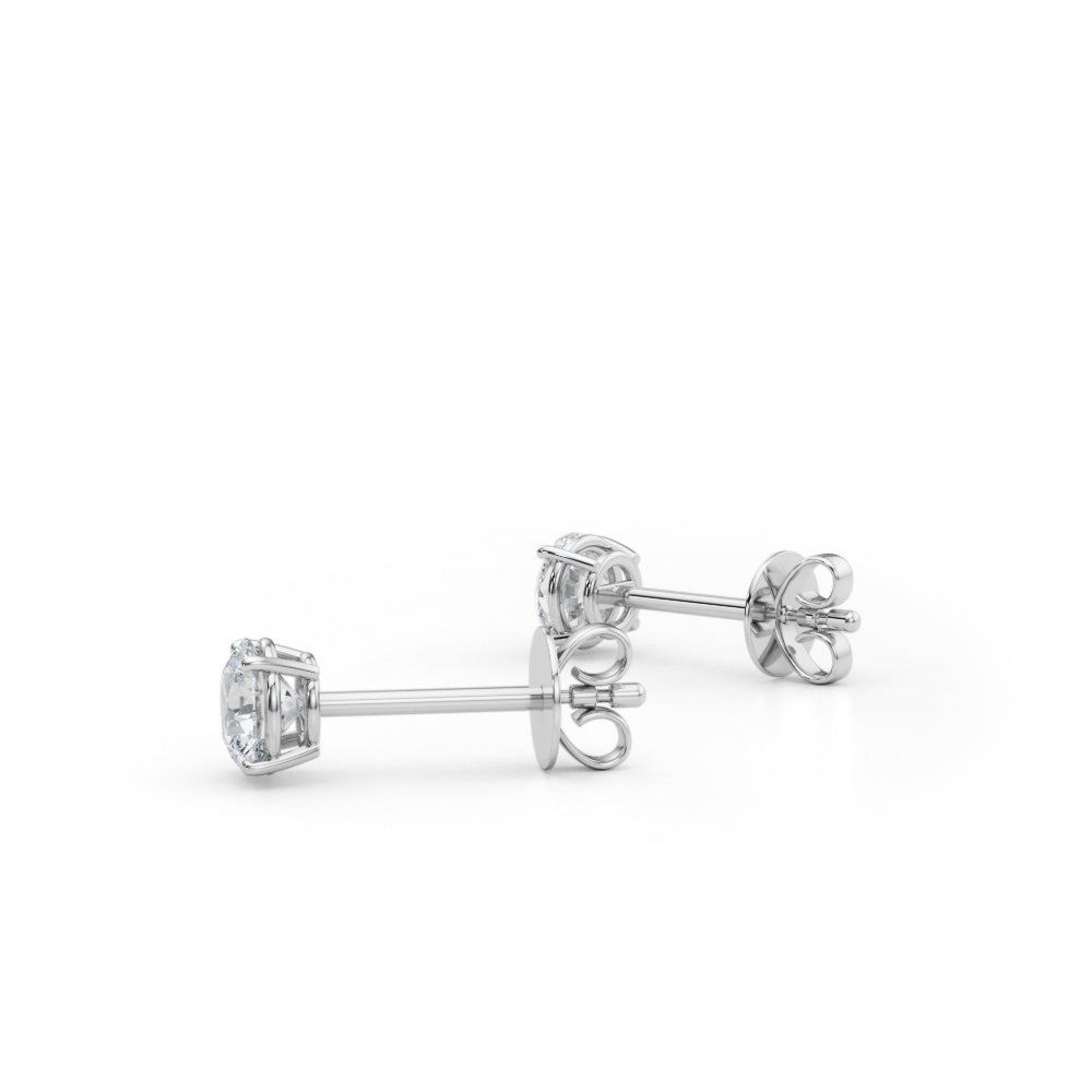 1/2 CTW round lab-grown diamond stud earrings in 14K white gold, pair view