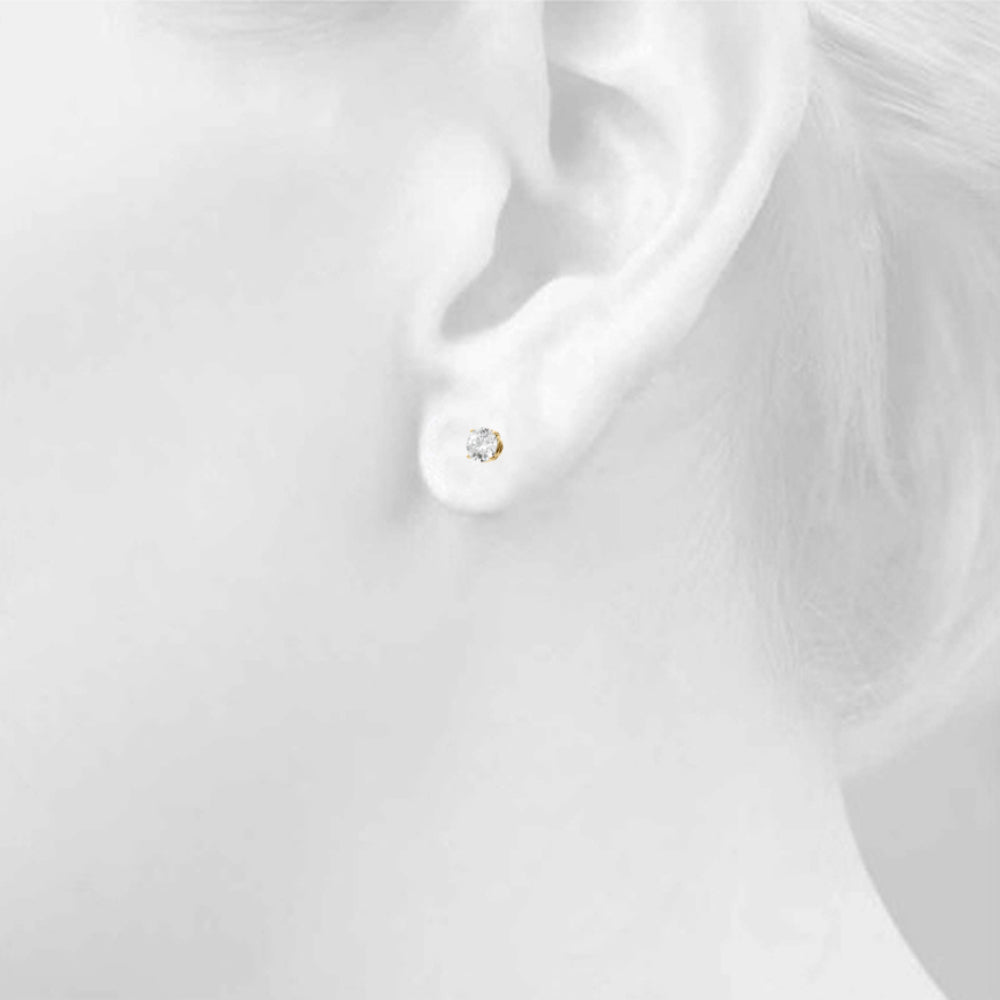 1/2 CTW round lab-grown diamond stud earrings in 14K yellow gold, product view