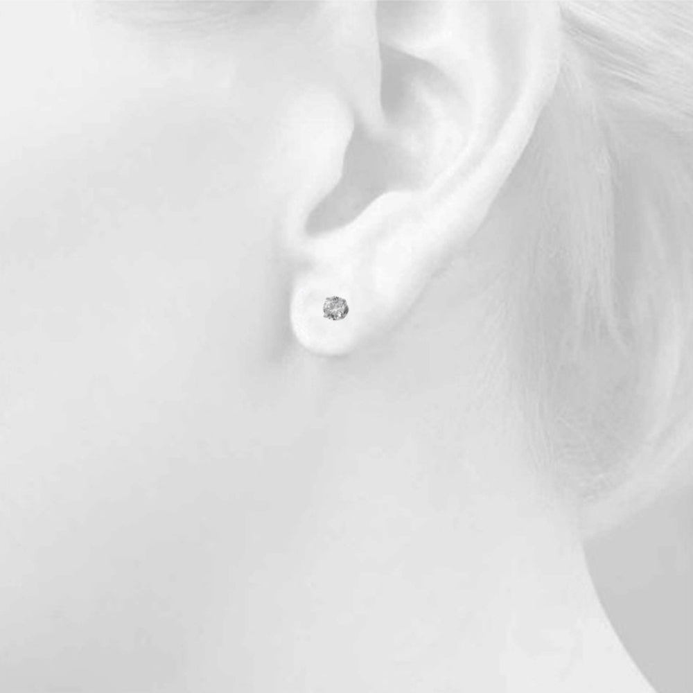 1/2 CTW round lab-grown diamond stud earrings in 14K white gold, product view