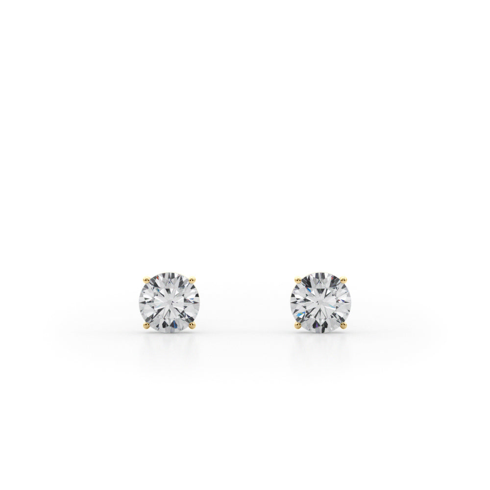 1/2 CTW round lab-grown diamond stud earrings in 14K yellow gold, product view