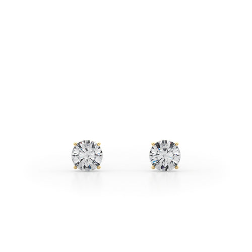 1/2 CTW round lab-grown diamond stud earrings in 14K yellow gold, product view