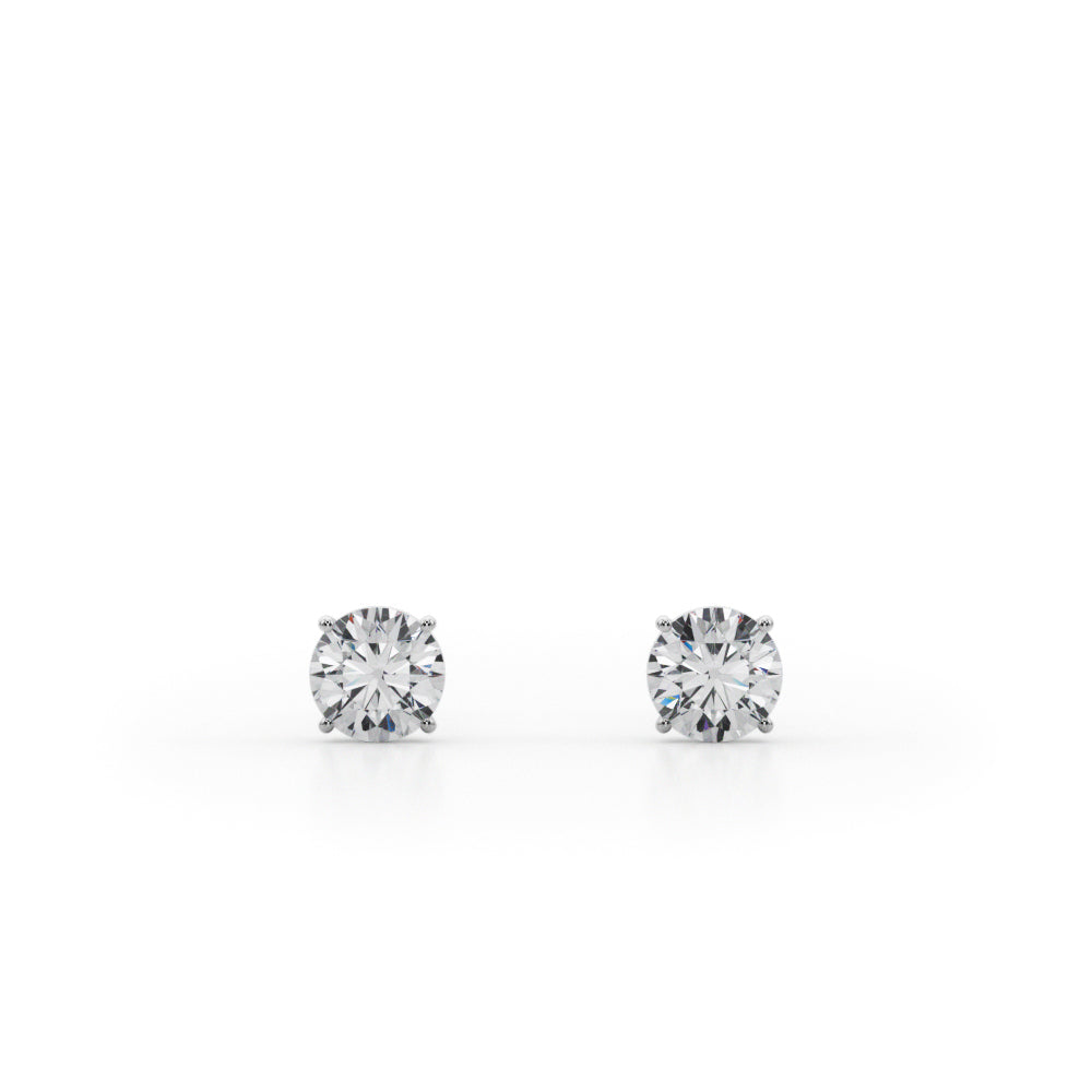 1/2 CTW round lab-grown diamond stud earrings in 14K white gold, product view