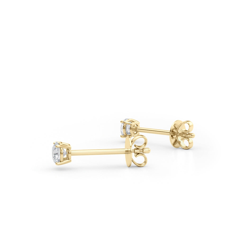 1/4 CTW round lab-grown diamond stud earrings in 14K yellow gold, pair view
