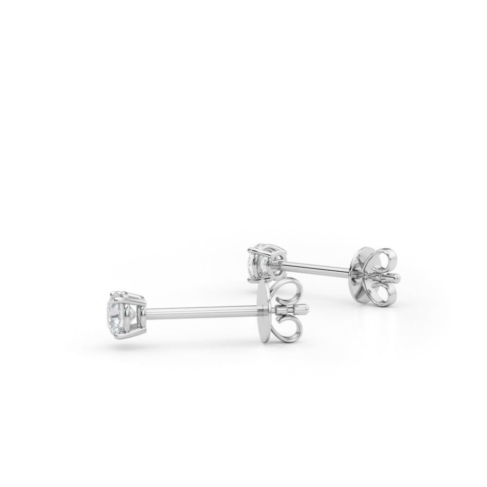 1/4 CTW round lab-grown diamond stud earrings in 14K white gold, pair view