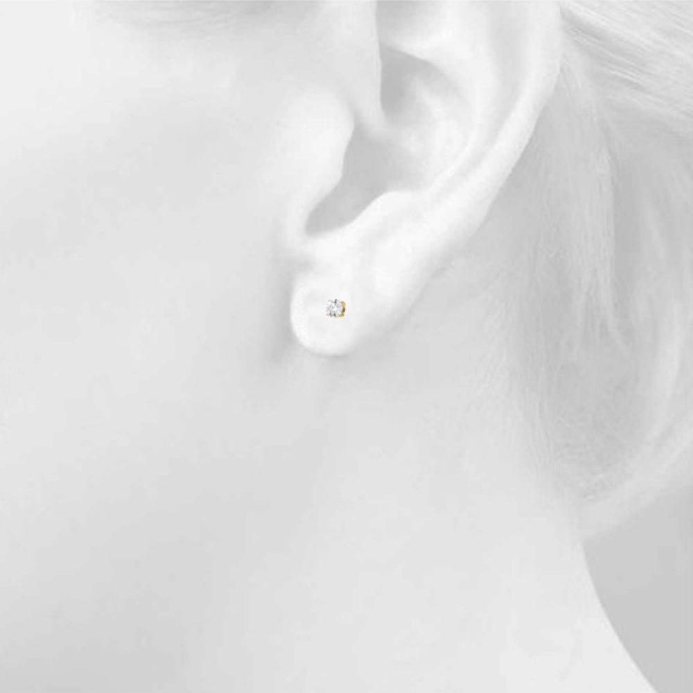 1/4 CTW round lab-grown diamond stud earrings in 14K yellow gold, product view