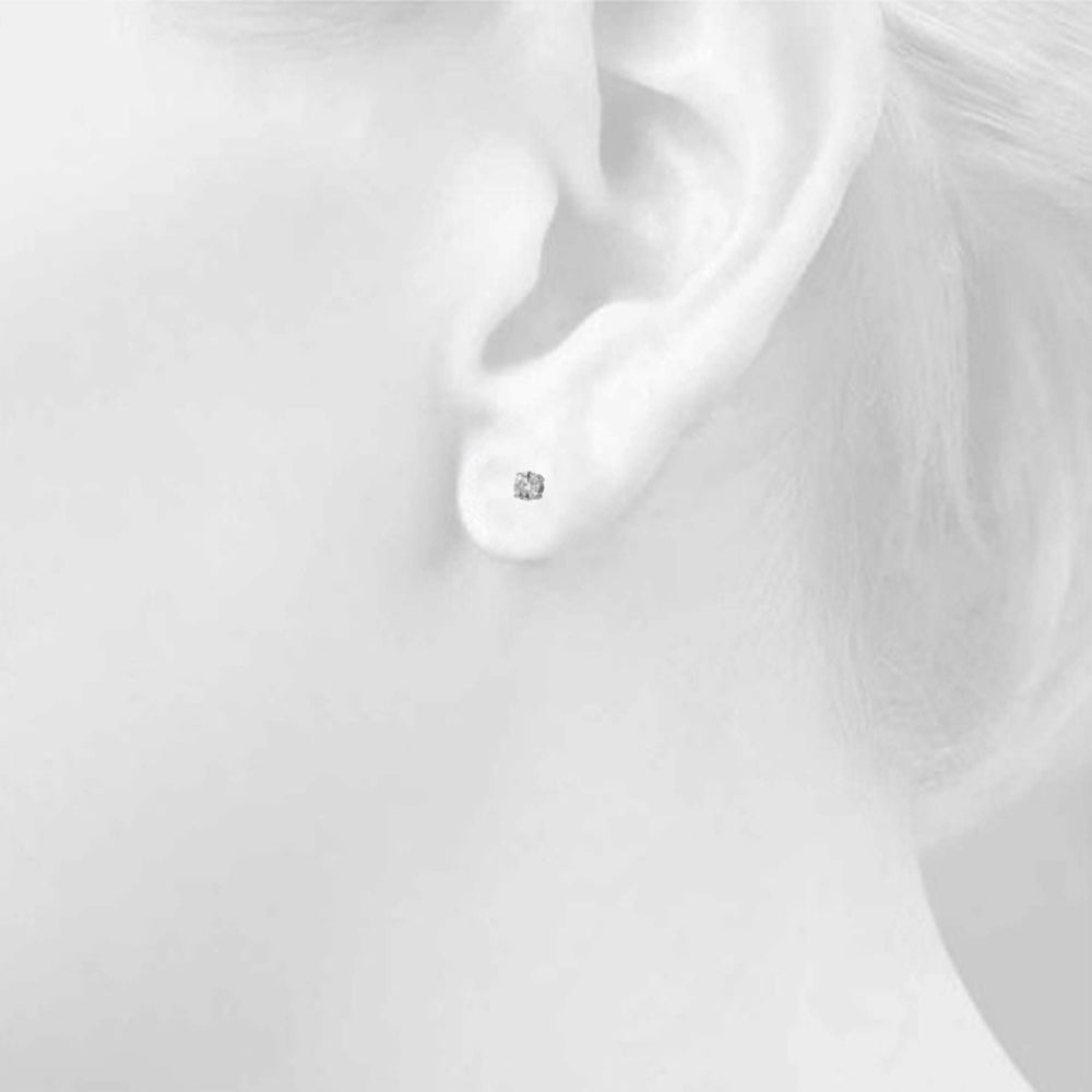 1/4 CTW round lab-grown diamond stud earrings in 14K white gold, product view