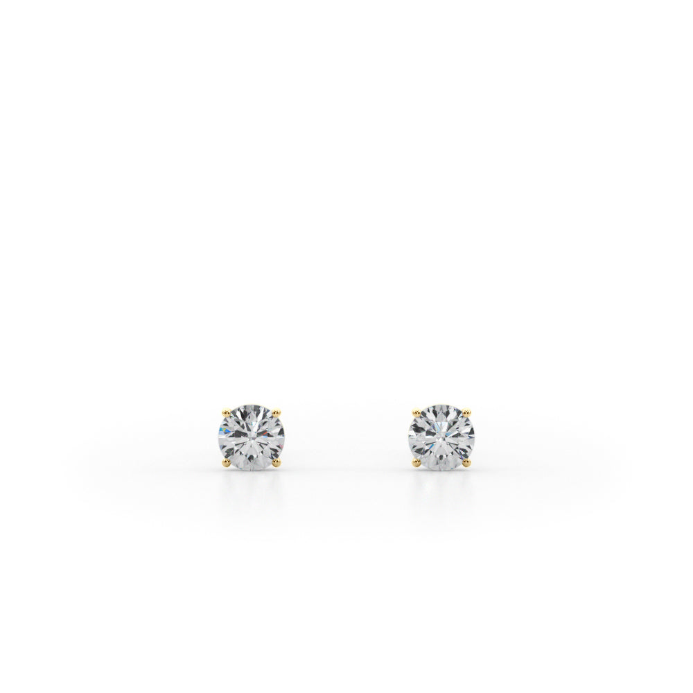 1/4 CTW round lab-grown diamond stud earrings in 14K yellow gold, product view