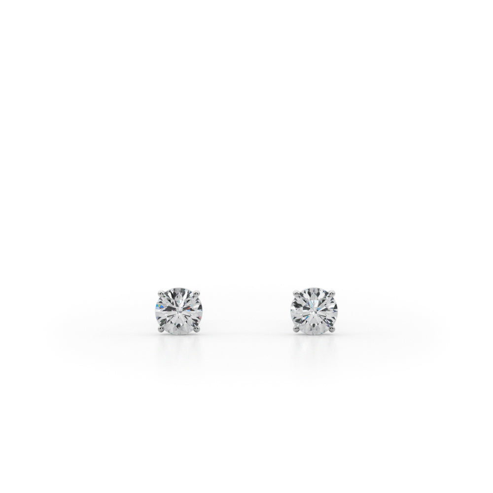 1/4 CTW round lab-grown diamond stud earrings in 14K white gold, product view