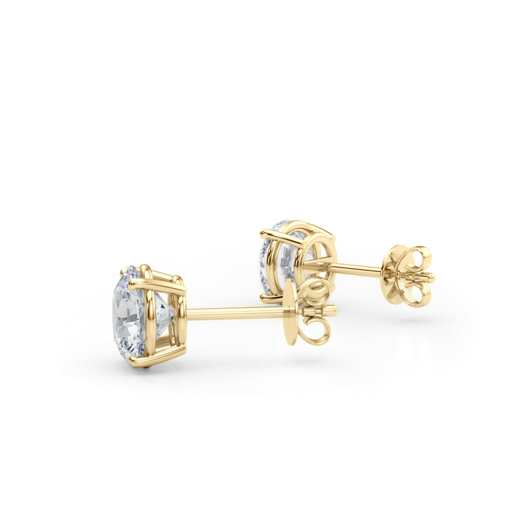 2 CTW round lab-grown diamond stud earrings in 14K yellow gold, pair view