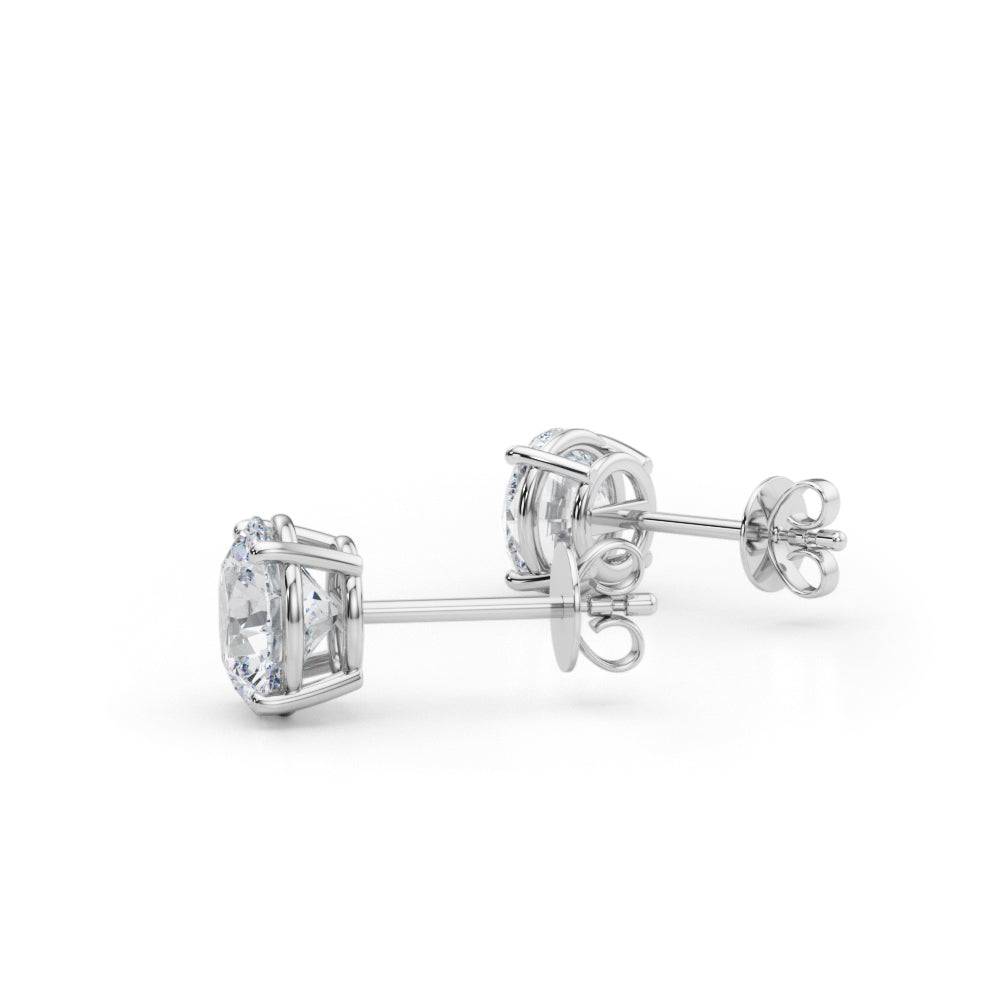 2 CTW round lab-grown diamond stud earrings in 14K white gold, pair view