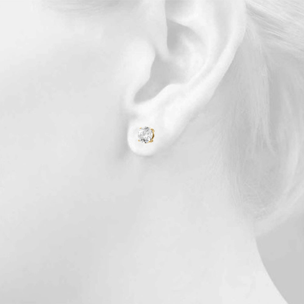 2 CTW round lab-grown diamond stud earrings in 14K yellow gold, product view