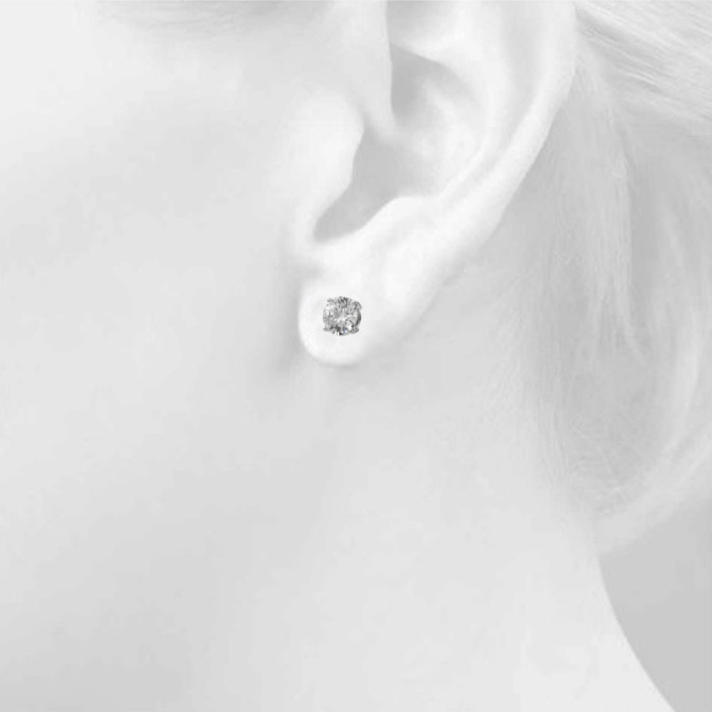 2 CTW round lab-grown diamond stud earrings in 14K white gold, product view