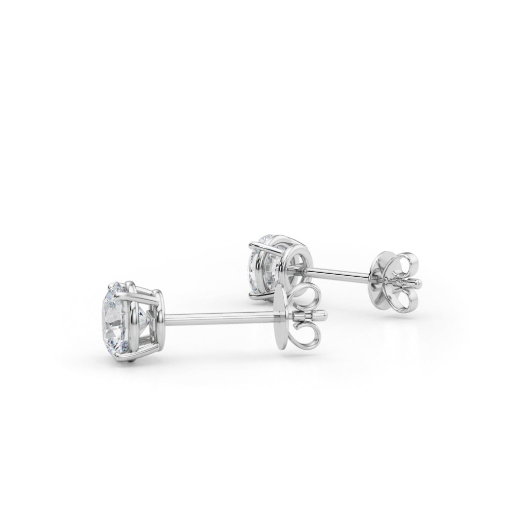 1 CTW round lab-grown diamond stud earrings in 14K white gold, pair view