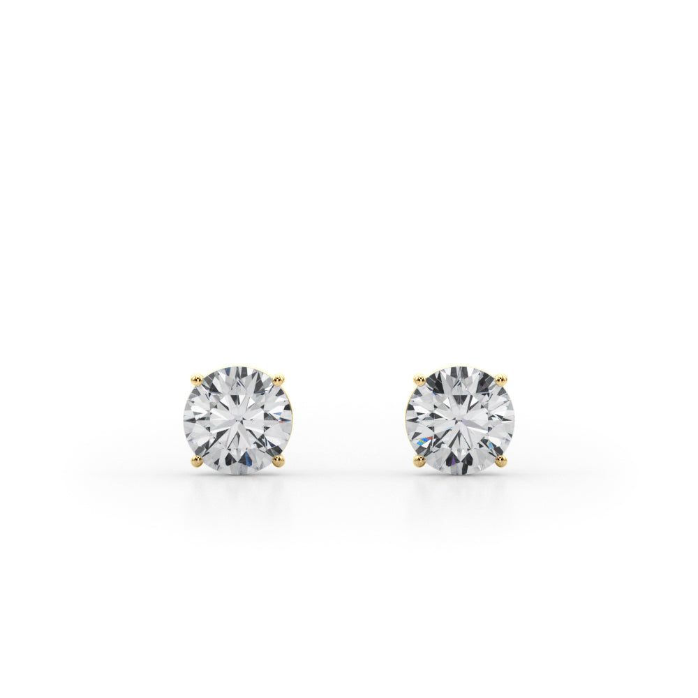 1 CTW round lab-grown diamond stud earrings in 14K yellow gold, product view