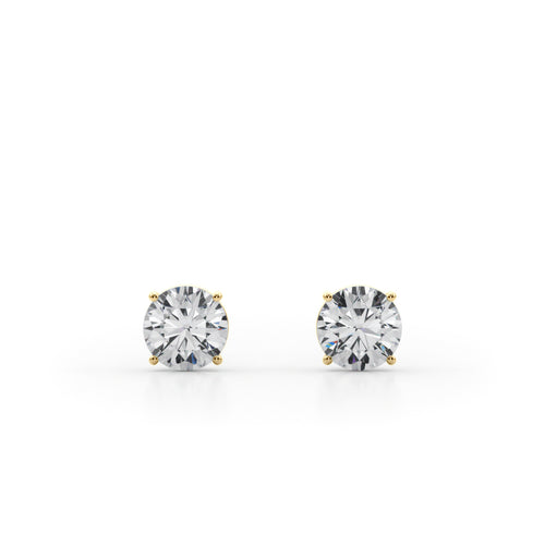 1 CTW round lab-grown diamond stud earrings in 14K yellow gold, product view