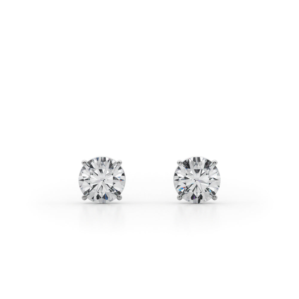 1 CTW round lab-grown diamond stud earrings in 14K white gold, product view