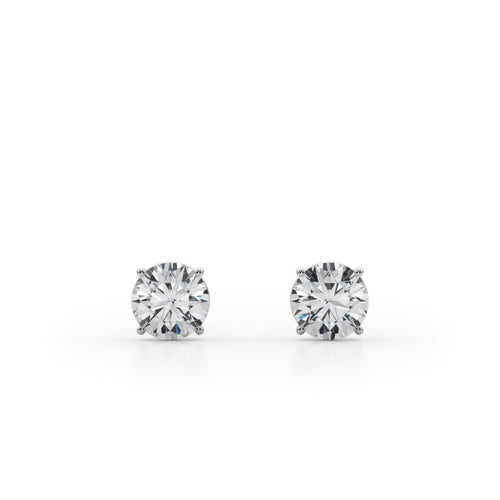 1 CTW round lab-grown diamond stud earrings in 14K white gold, product view
