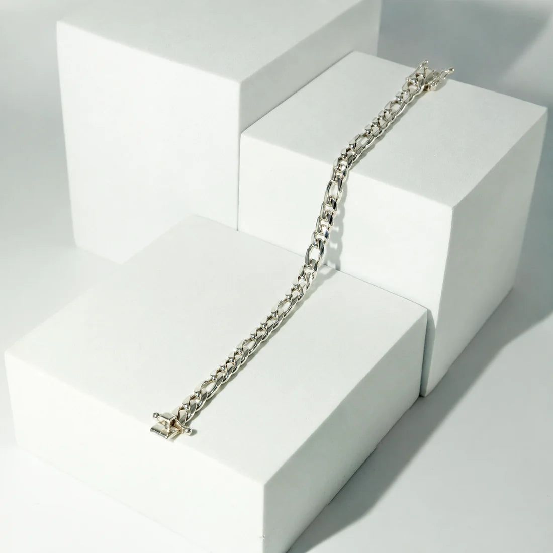 .999 Fine Silver Figaro Bracelet 8mm