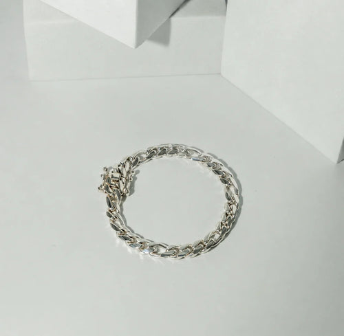 .999 Fine Silver Figaro Bracelet 8mm